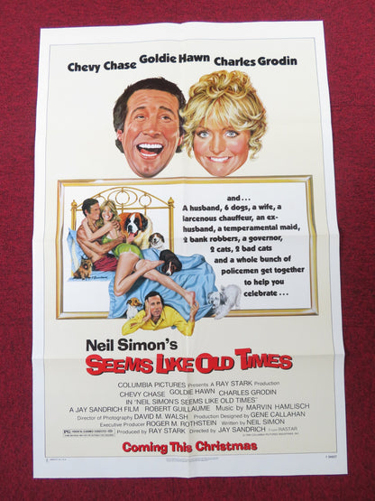 SEEMS LIKE OLD TIMES FOLDED US ONE SHEET POSTER CHEVY CHASE GOLDIE HAWN 1980