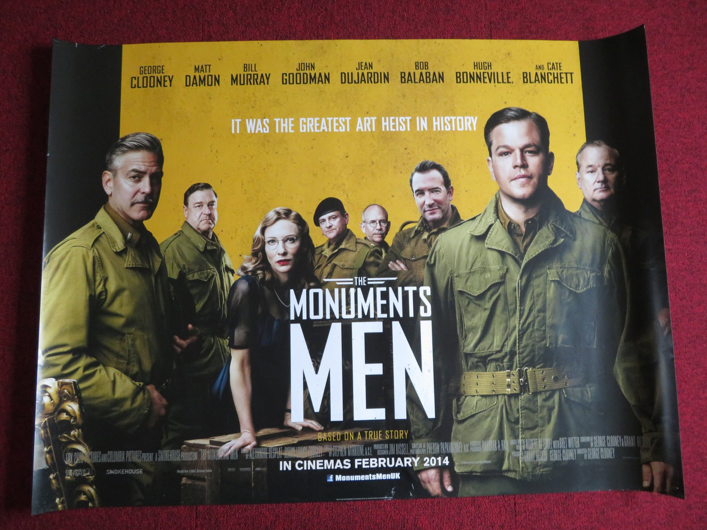 THE MONUMENTS MEN UK QUAD (30"x 40") ROLLED POSTER GEORGE CLOONEY M. DAMON 2014