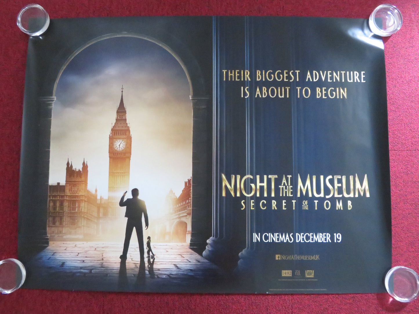 NIGHT AT THE MUSEUM: SECRET OF THE TOMB UK QUAD (30"x 40") ROLLED POSTER 2014