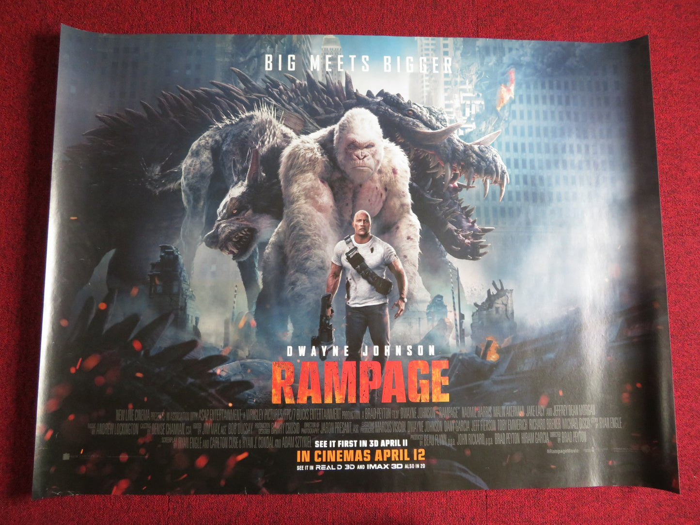 RAMPAGE- A UK QUAD (30"x 40") ROLLED POSTER DWAYNE JOHNSON NAOMIE HARRIS 2018