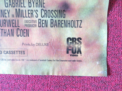 MILLER'S CROSSING VHS VIDEO POSTER FOLDED GABRIEL BYRNE COEN BROTHERS 1990