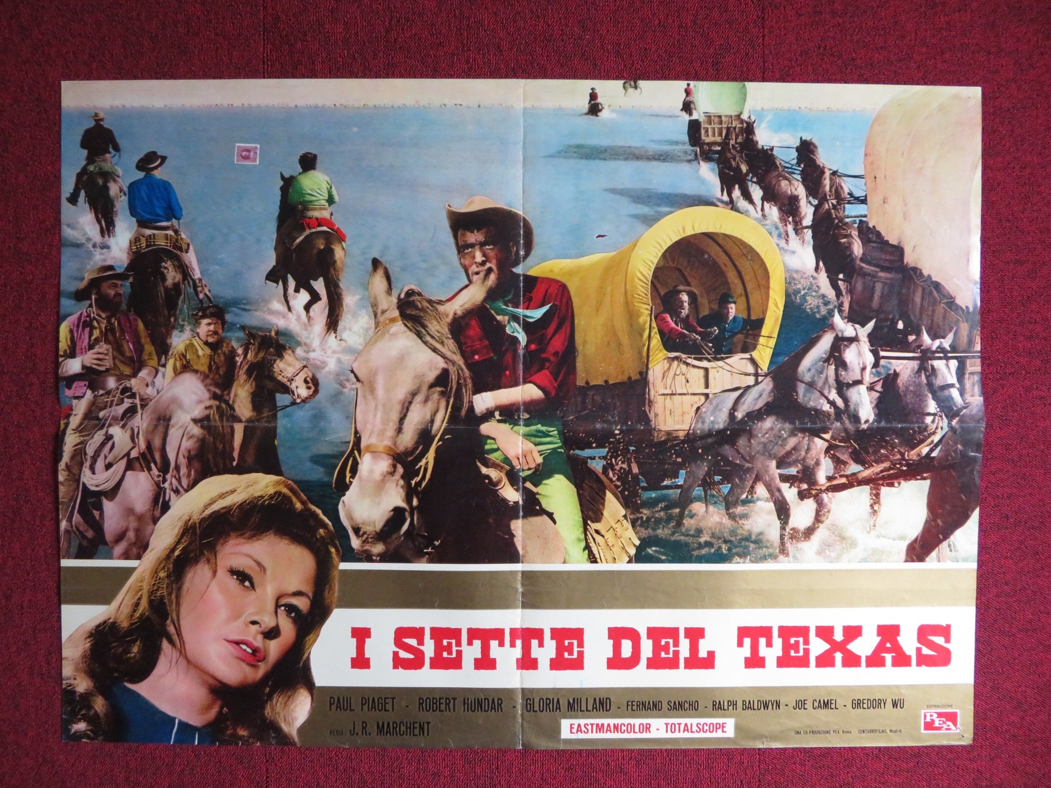 I SETTE DEL TEXAS ITALIAN FOGLIO POSTER PAUL PIAGET ROBERT HUNDAR