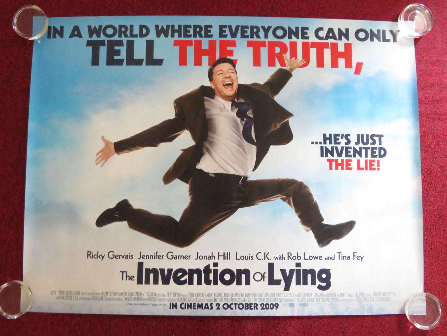 THE INVENTION OF LYING UK QUAD (30"x 40") ROLLED POSTER RICKY GERVAIS 2009