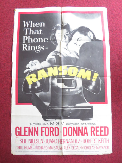 RANSOM FOLDED US ONE SHEET POSTER GLENN FORD DONNA REED 1956