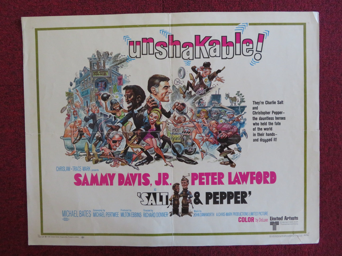 SALT AND PEPPER US HALF SHEET (22"x 28") POSTER SAMMY DAVIS JR. P LAWFORD 1968