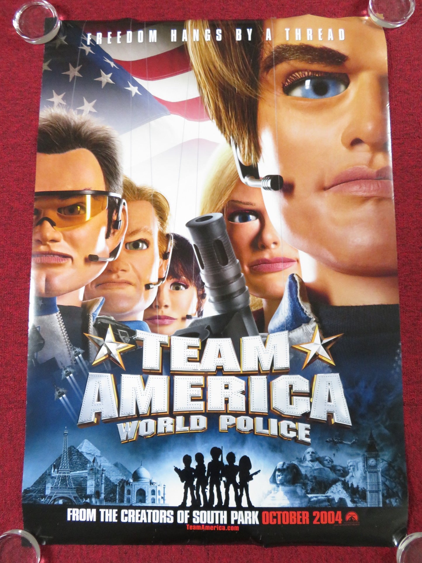 TEAM AMERICA WORLD POLICE - A US ONE SHEET ROLLED POSTER TREY PARKER STONE 2004