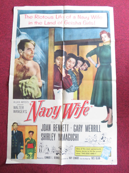 NAVY WIFE FOLDED US ONE SHEET POSTER JOAN BENNETT GARY MERRILL 1956