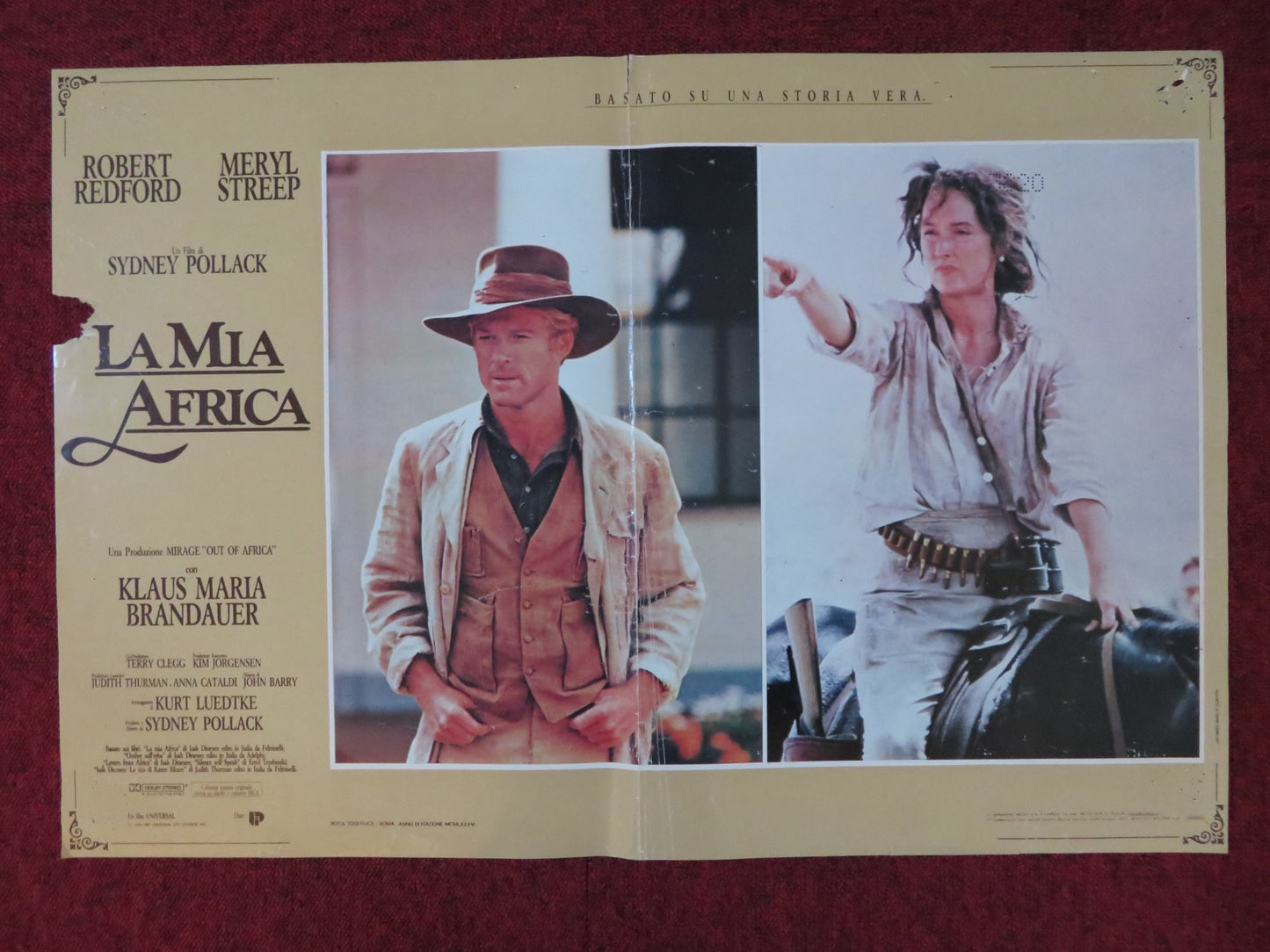 OUT OF AFRICA - B ITALIAN FOTOBUSTA POSTER ROBERT REDFORD MERYL STREEP 1985