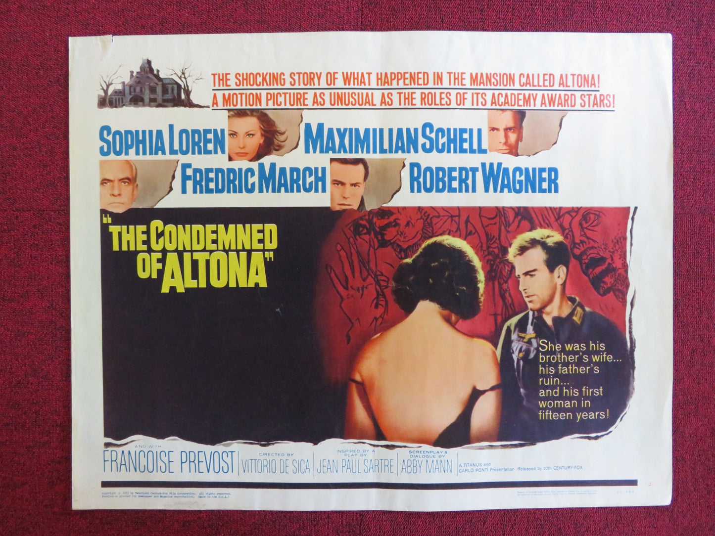 THE CONDEMNED OF ALTONA US HALF SHEET (22"x 28") POSTER SOPHIA LOREN 1963