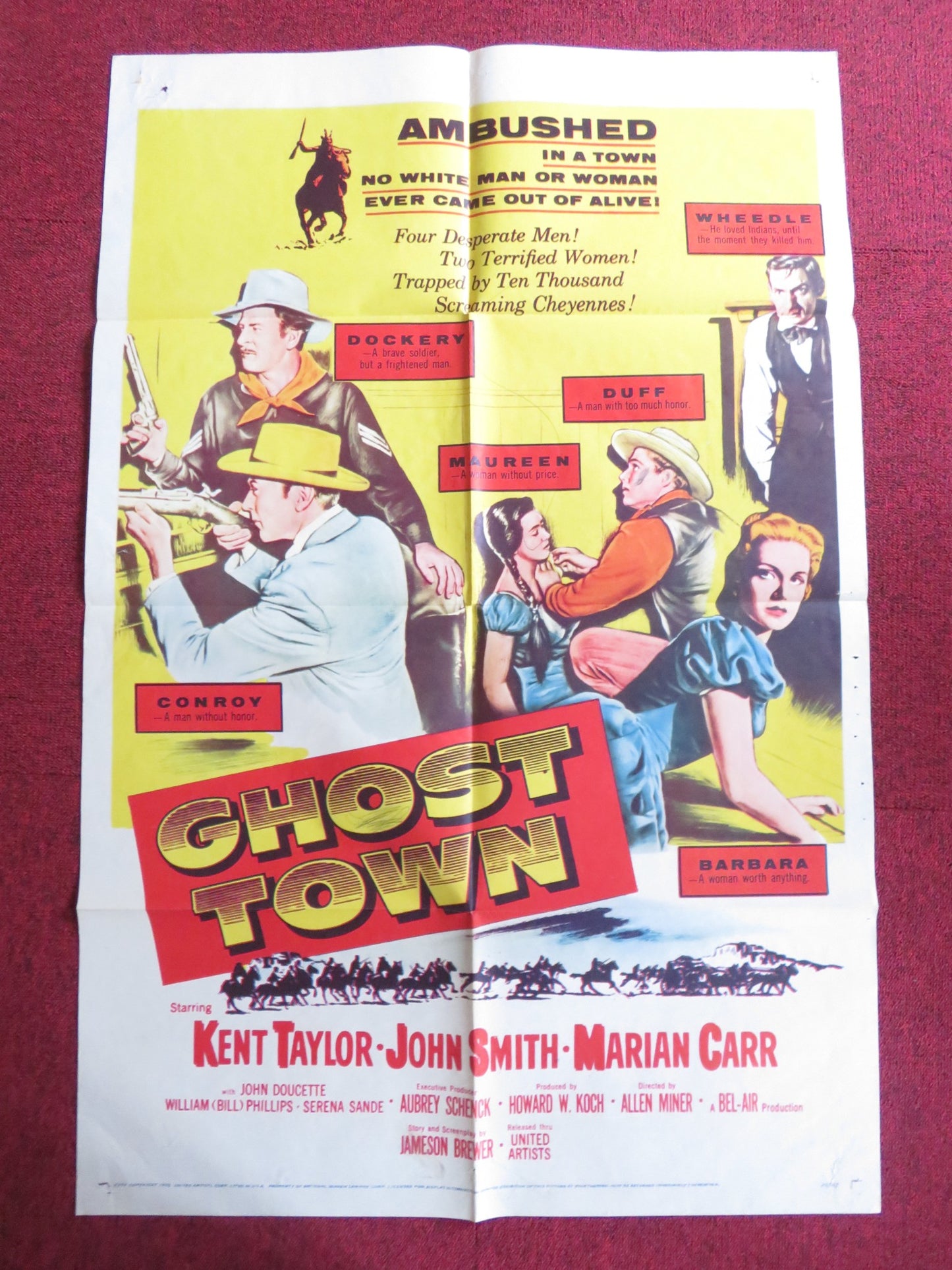 GHOST TOWN FOLDED US ONE SHEET POSTER KENT TAYLOR JOHN SMITH 1956