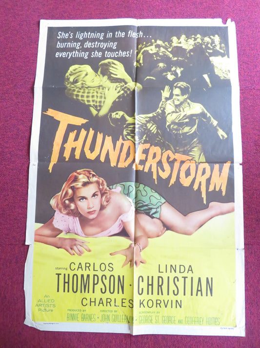 THUNDERSTORM FOLDED US ONE SHEET POSTER CARLOS THOMPSON LINDA CHRISTIAN 1956