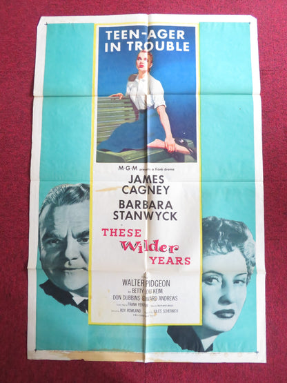 THESE WILDER YEARS FOLDED US ONE SHEET POSTER JAMES CAGNEY BARBARA STANWYCK 1956