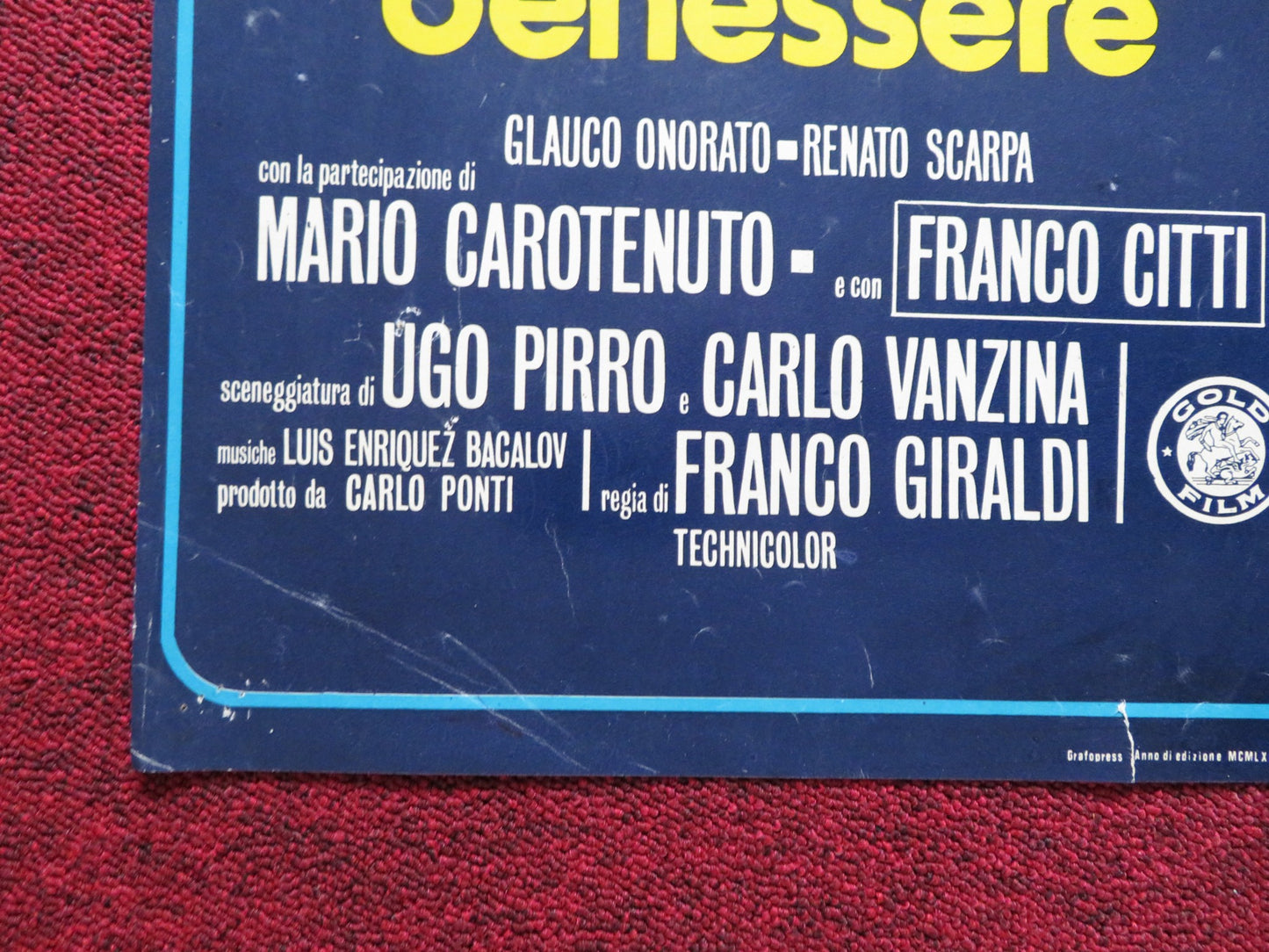 COLPITA DA IMPROVVISO BENESSERE ITALIAN FOGLIO POSTER GIOVANNA RALLI 1976