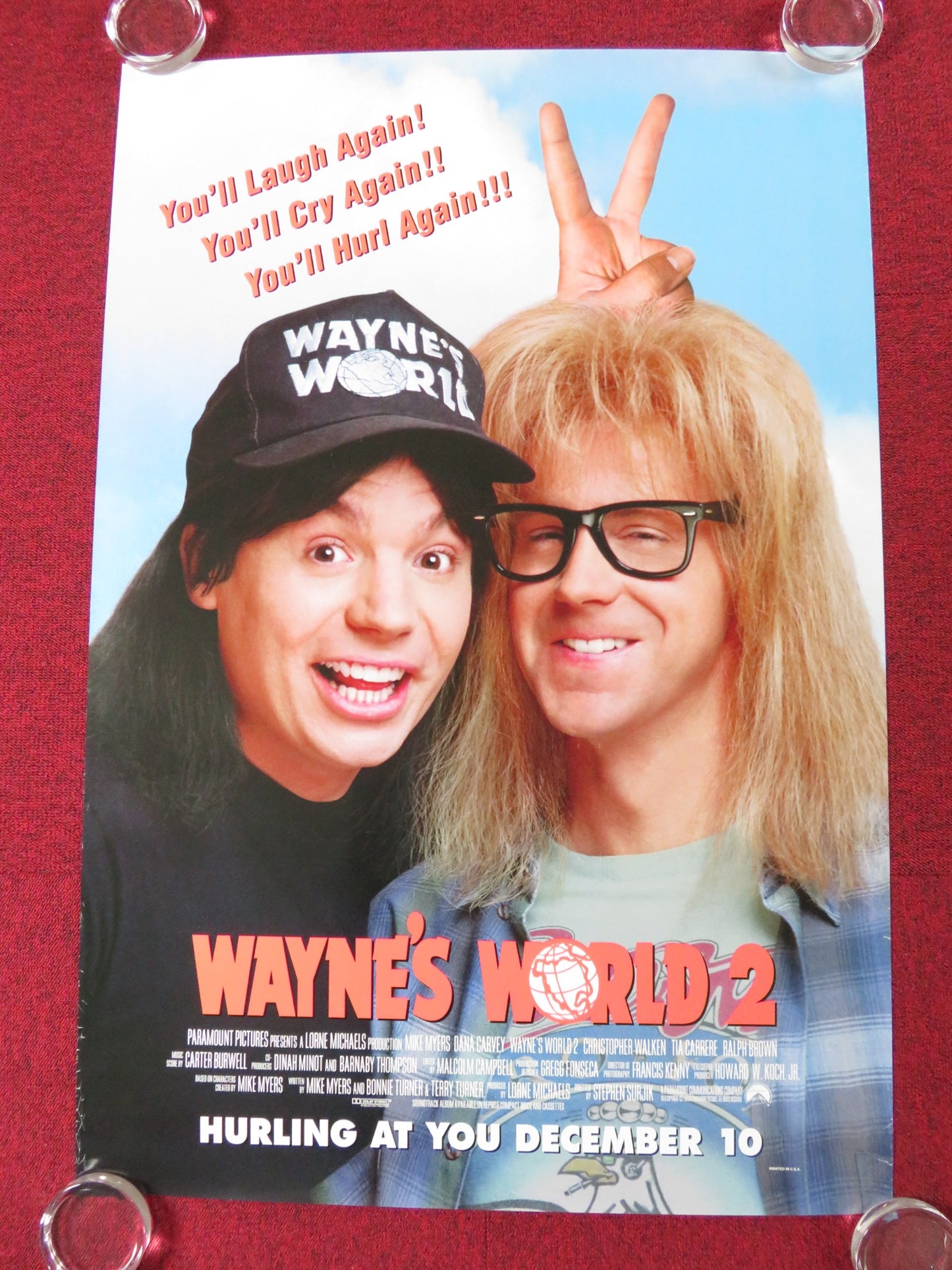 WAYNE'S WORLD 2 - B US ONE SHEET ROLLED POSTER MIKE MYERS DANA CARVEY 1993