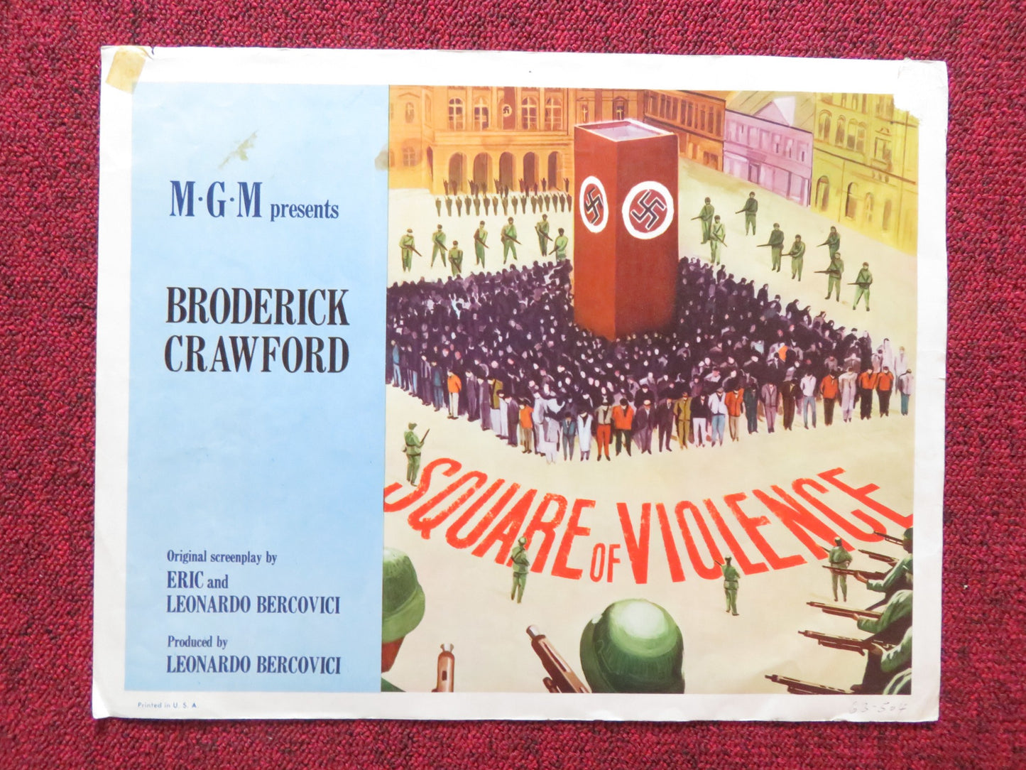 SQUARE OF VIOLENCE US LOBBY CARD FULL SET BRODERICK CRAWFORD 1963