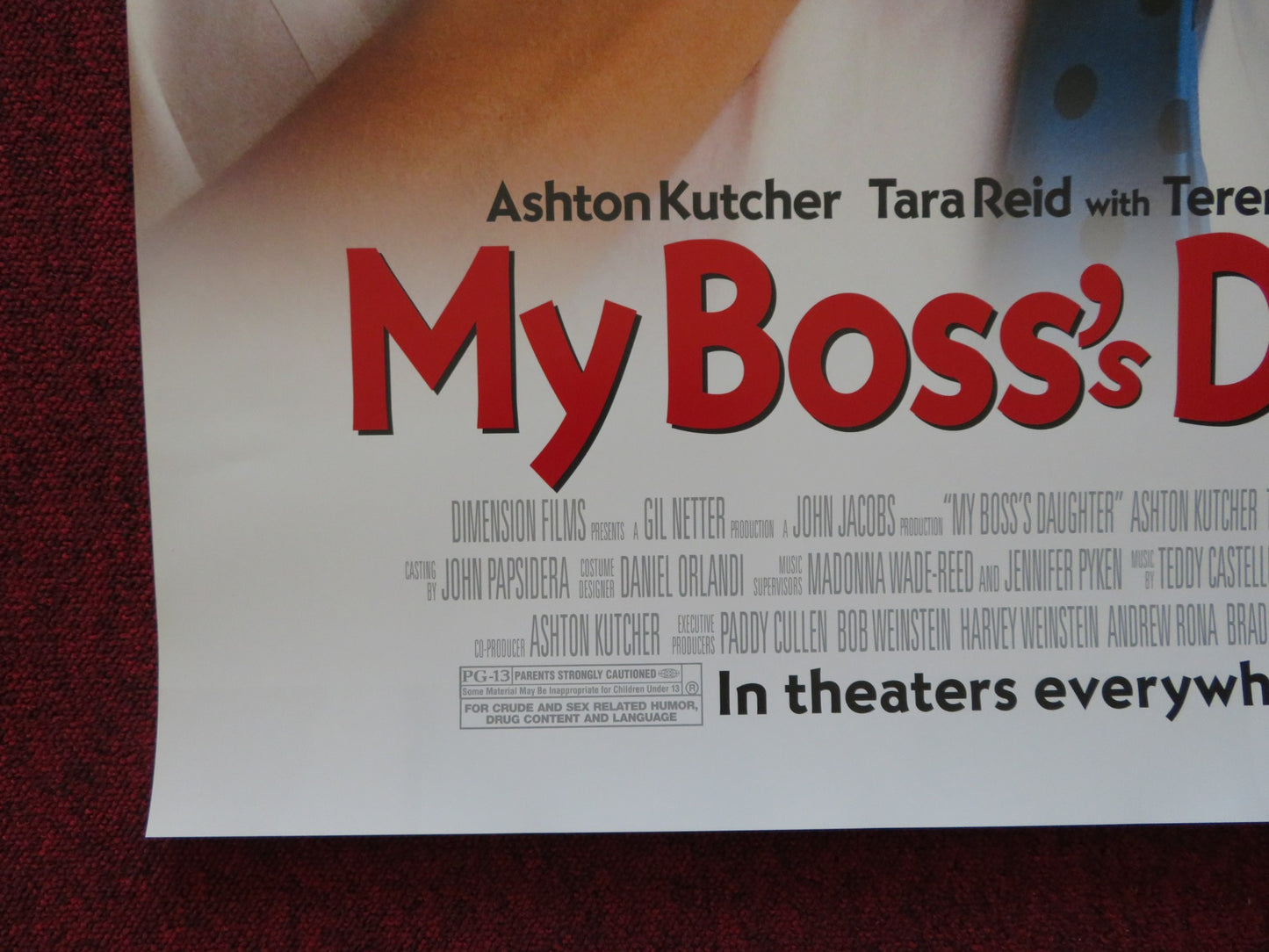 MY BOSS'S DAUGHTER US ONE SHEET ROLLED POSTER ASHTON KUTCHER TARA REID  2003