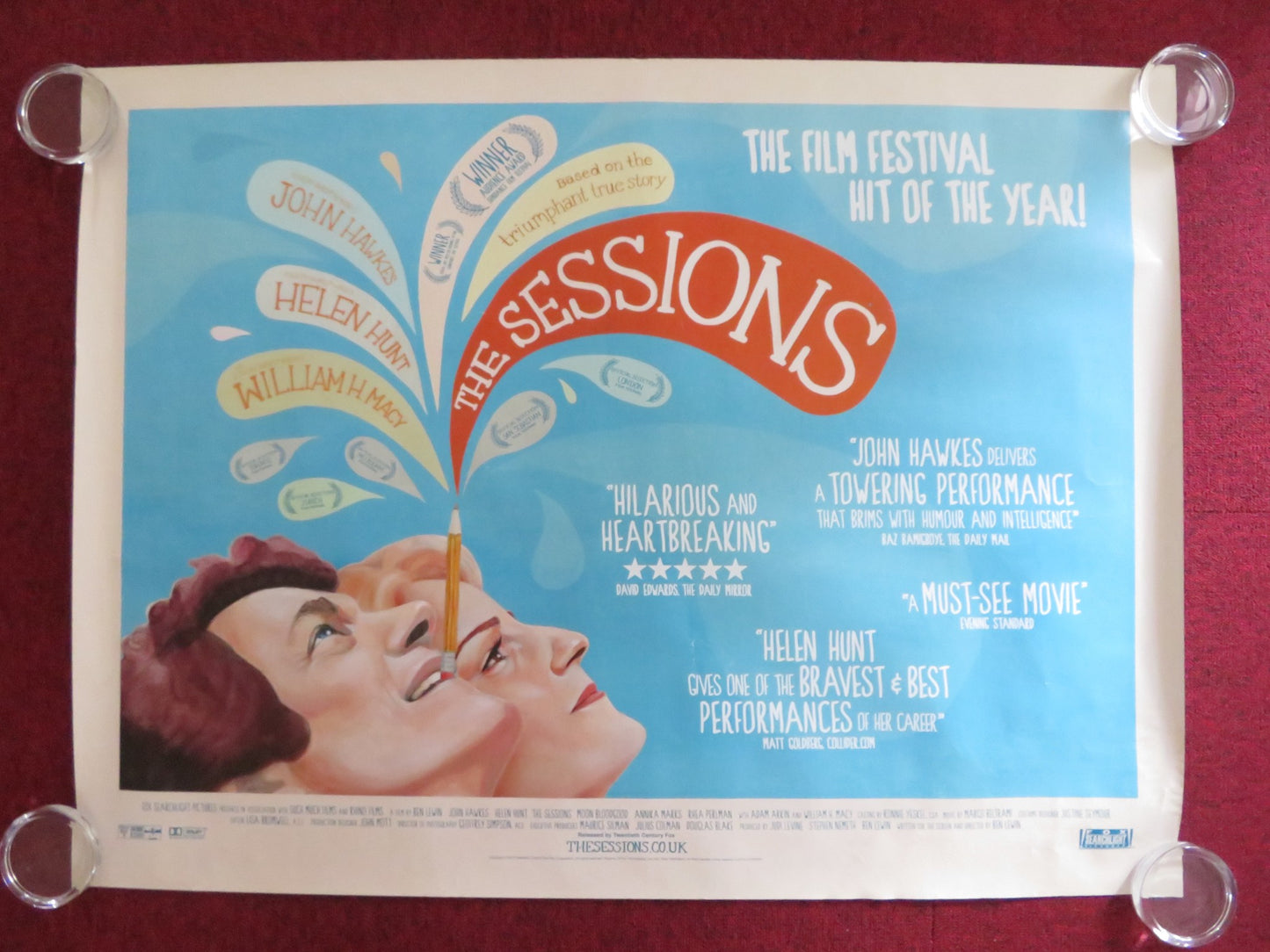 THE SESSIONS UK QUAD (30"x 40") ROLLED POSTER HELEN HUNT JOHN HAWKES 2012