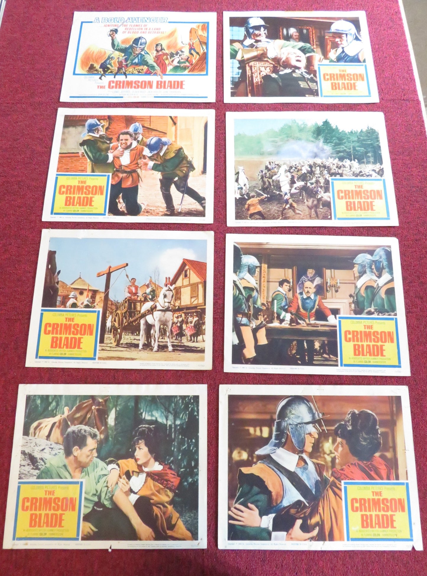 THE CRIMSON BLADE US LOBBY CARD FULL SET HAMMER LIONEL JEFFRIES OLIVER REED 1963