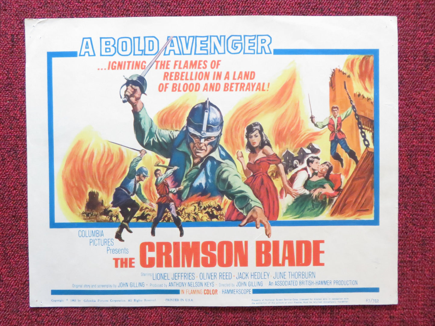 THE CRIMSON BLADE US LOBBY CARD FULL SET HAMMER LIONEL JEFFRIES OLIVER REED 1963