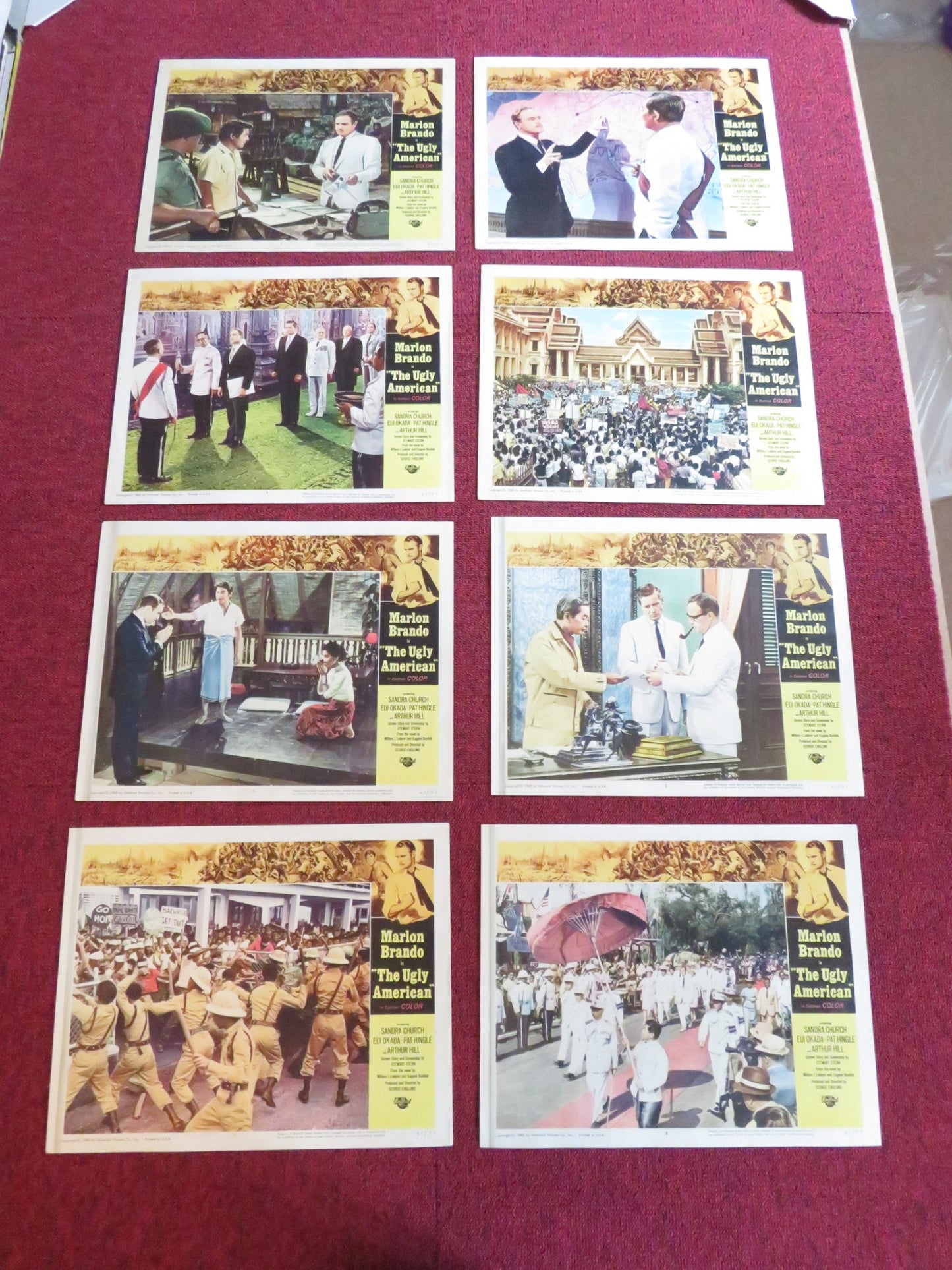 THE UGLY AMERICAN US LOBBY CARD FULL SET MARLON BRANDO SANDRA CHURCH 1963