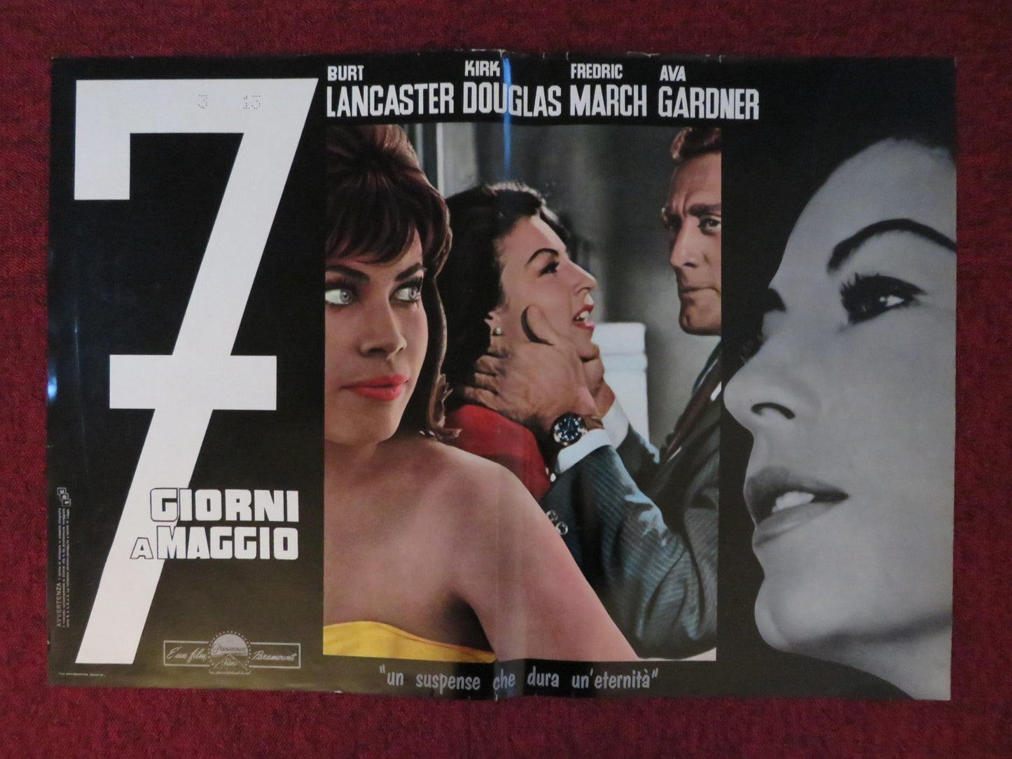 SEVEN DAYS IN MAY - A ITALIAN FOTOBUSTA POSTER BURT LANCASTER KIRK DOUGLAS 1964