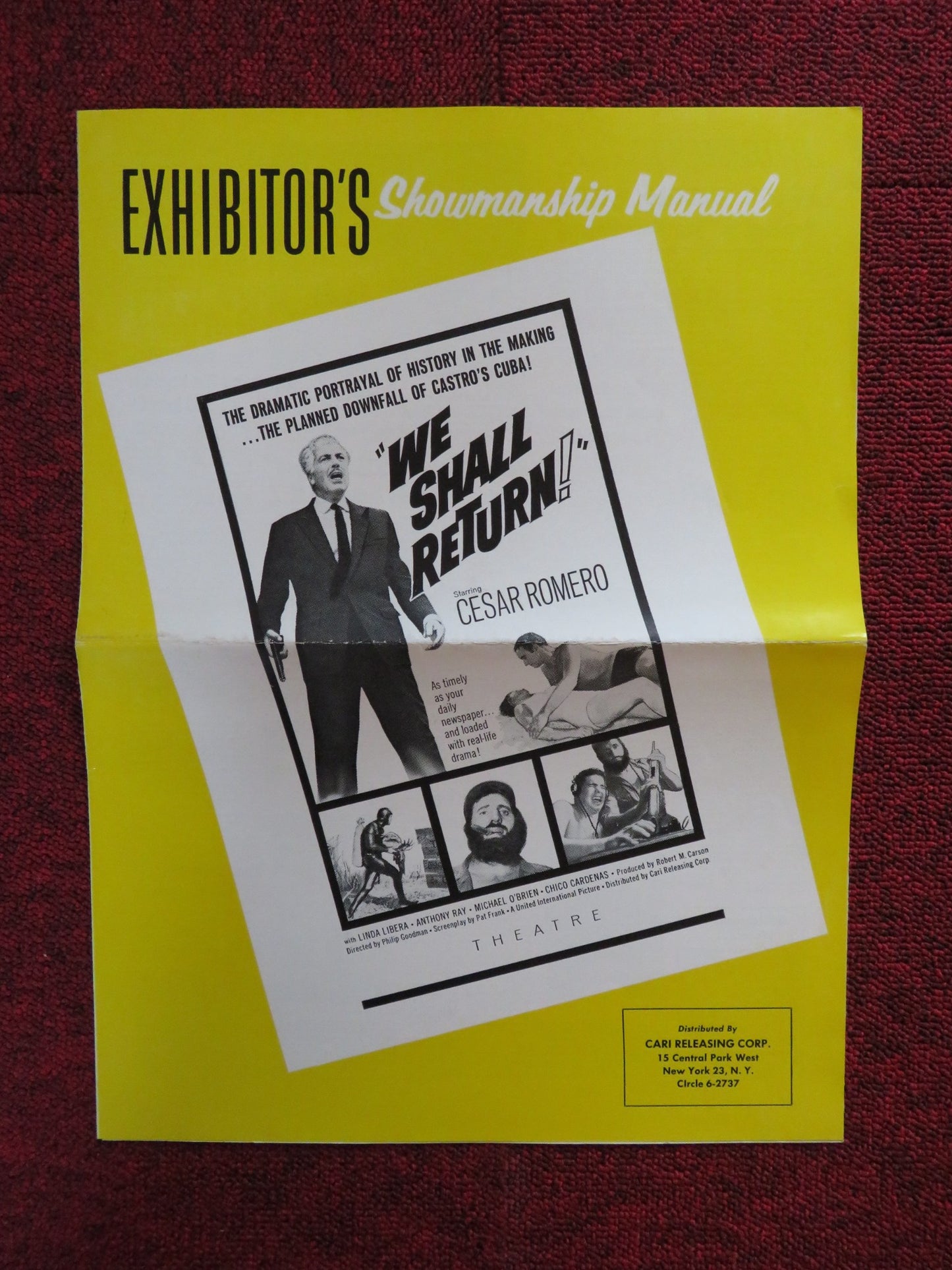 WE SHALL RETURN UNCUT EXHIBITOR FOLDED PRESS BOOK CESAR ROMERO 1963