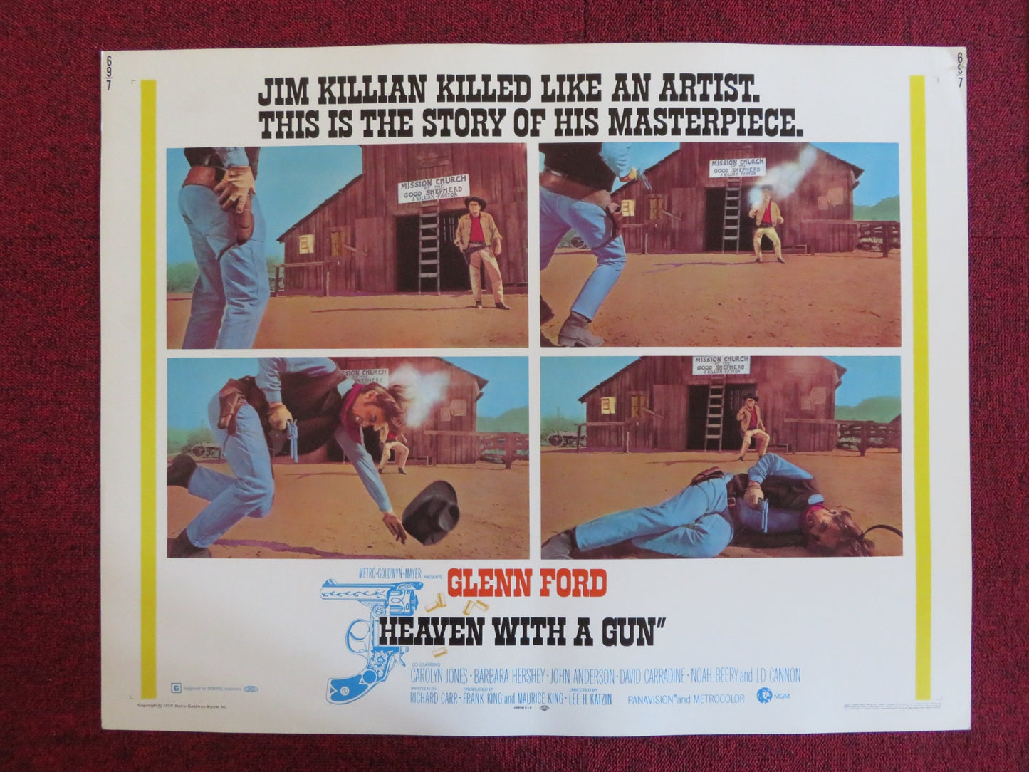 HEAVEN WITH A GUN US HALF SHEET (22"x 28") POSTER GLENN FORD CAROLYN JONES 1969