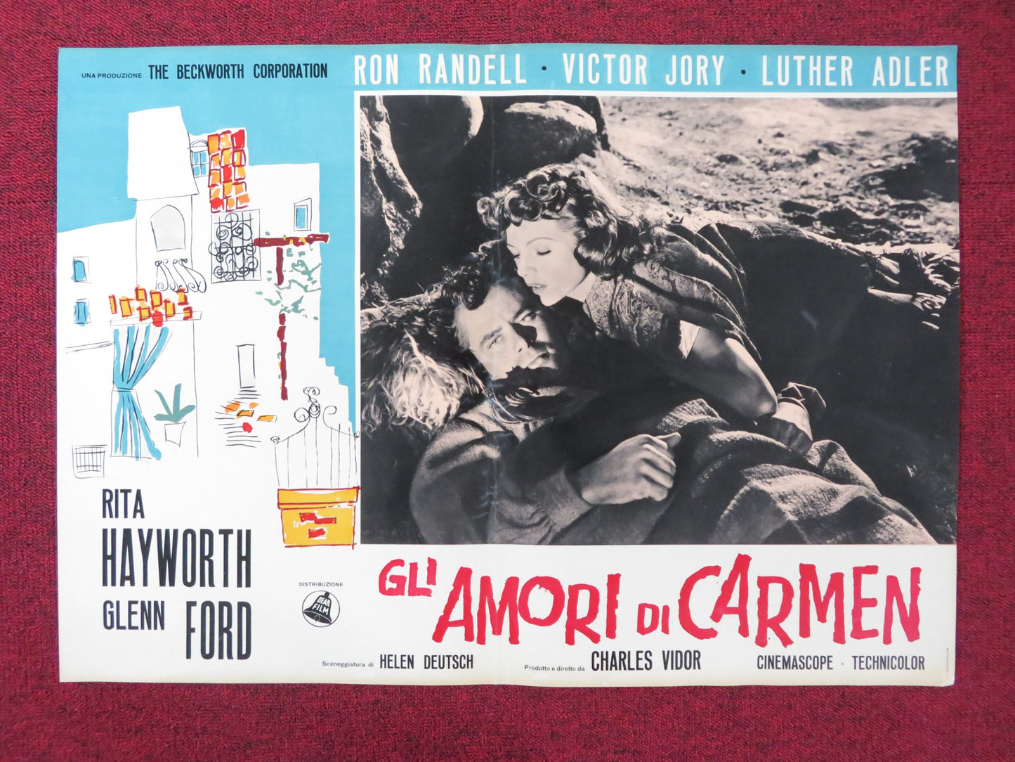 THE LOVES OF CARMEN- C ITALIAN FOTOBUSTA POSTER RITA HAYWORTH GLENN FORD R1960S