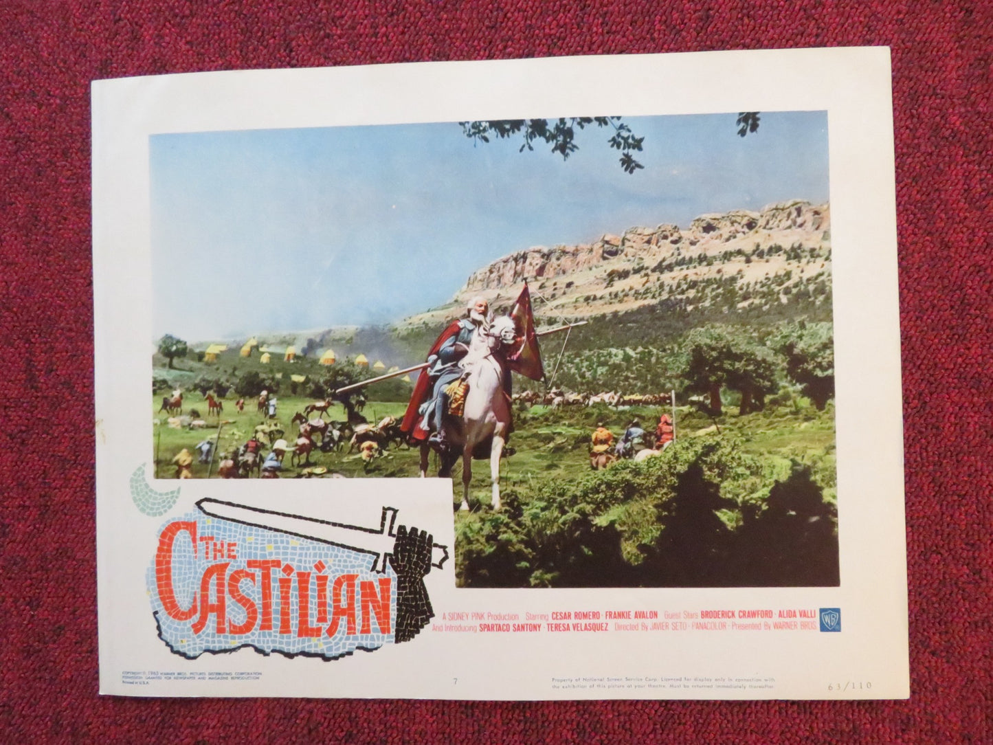 THE CASTILIAN US LOBBY CARD FULL SET CESAR ROMERO FRANKIE AVALON 1963