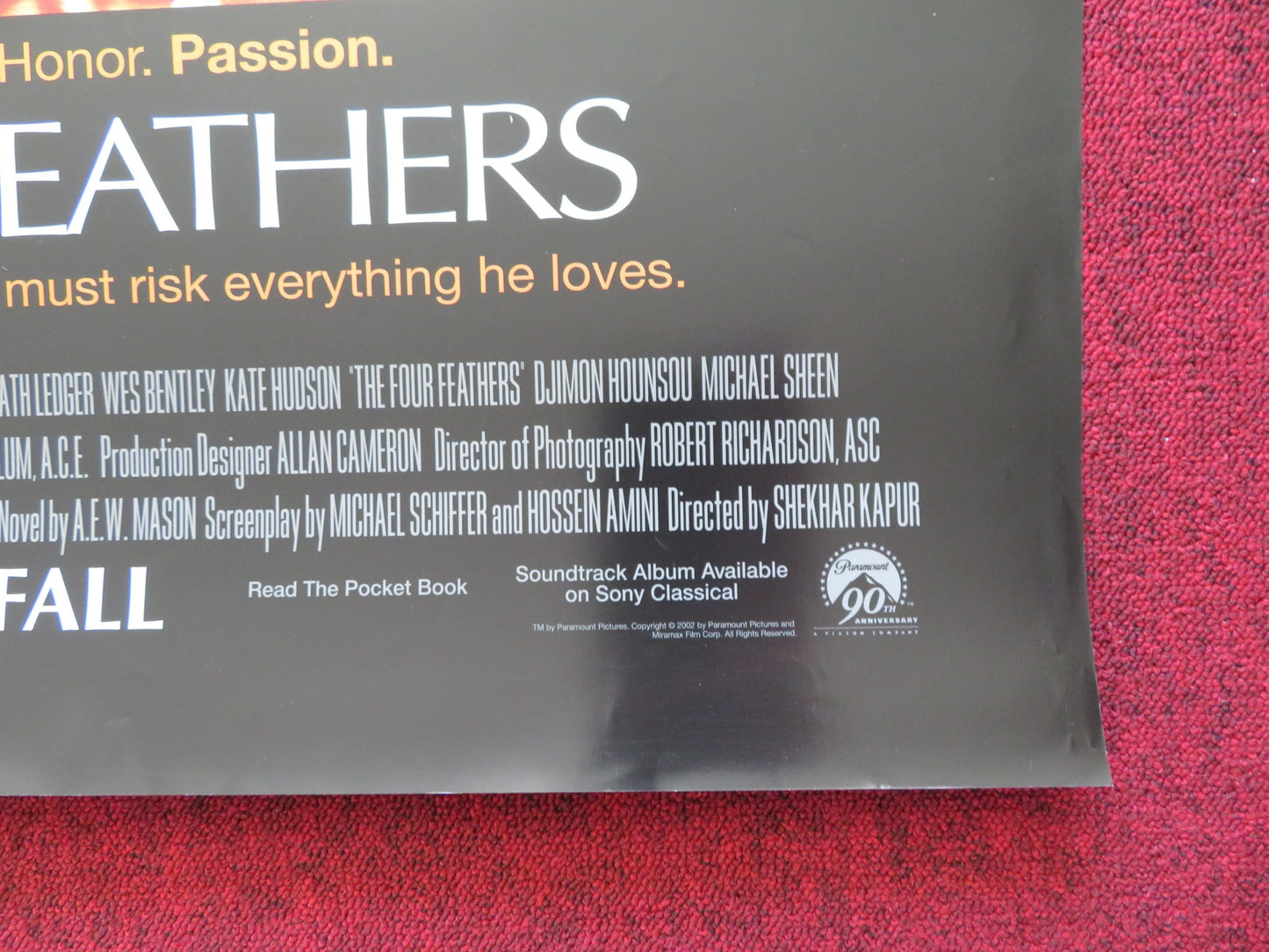 THE FOUR FEATHERS US ONE SHEET ROLLED POSTER HEATH LEDGER WES BENTLEY 2002