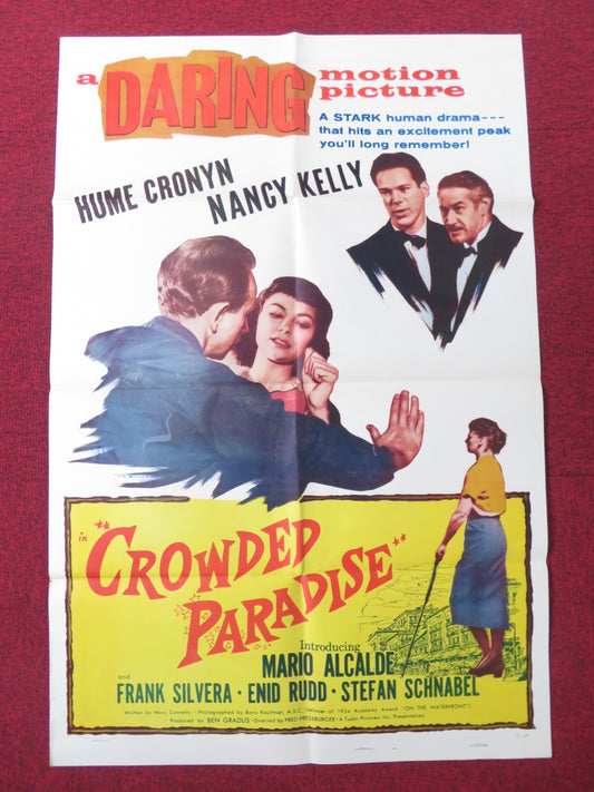 CROWDED PARADISE FOLDED US ONE SHEET POSTER HUME CRONYN NANCY KELLY 1956