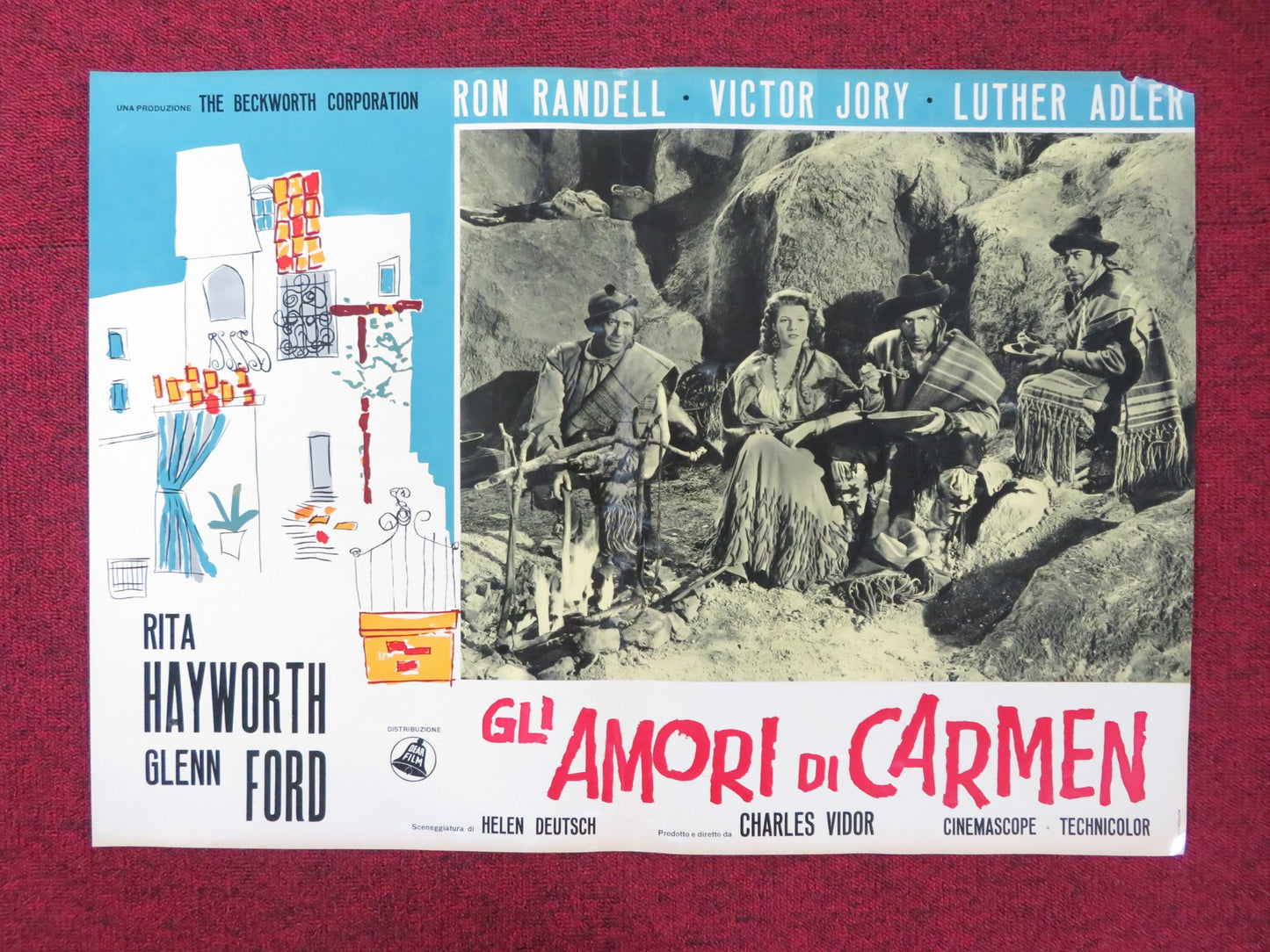 THE LOVES OF CARMEN- F ITALIAN FOTOBUSTA POSTER RITA HAYWORTH GLENN FORD R1960S