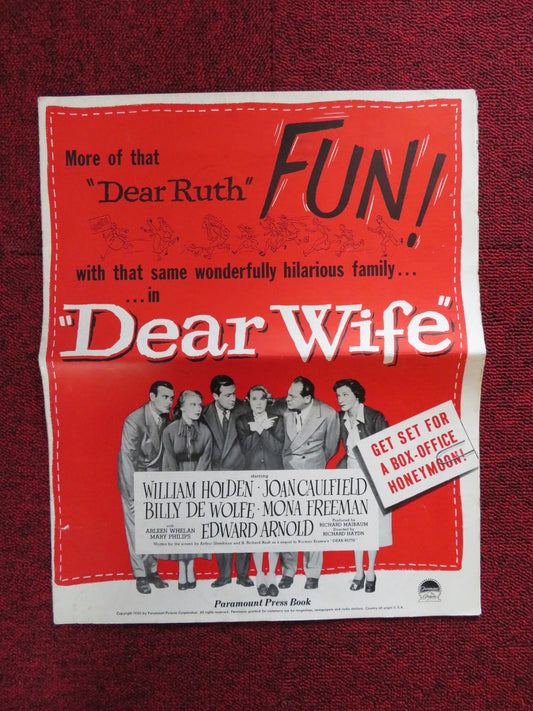 DEAR WIFE UNCUT FOLDED PRESS BOOK WILLIAM HOLDEN JOAN CAULFIELD 1950