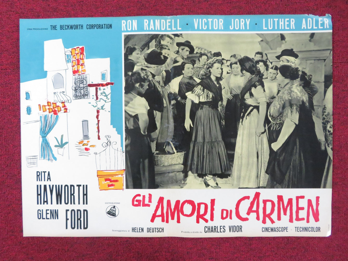 THE LOVES OF CARMEN- H ITALIAN FOTOBUSTA POSTER RITA HAYWORTH GLENN FORD R1960S