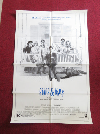 STARS AND BARS FOLDED US ONE SHEET POSTER DANIEL DAY LEWIS HARRY D. STANTON 1988