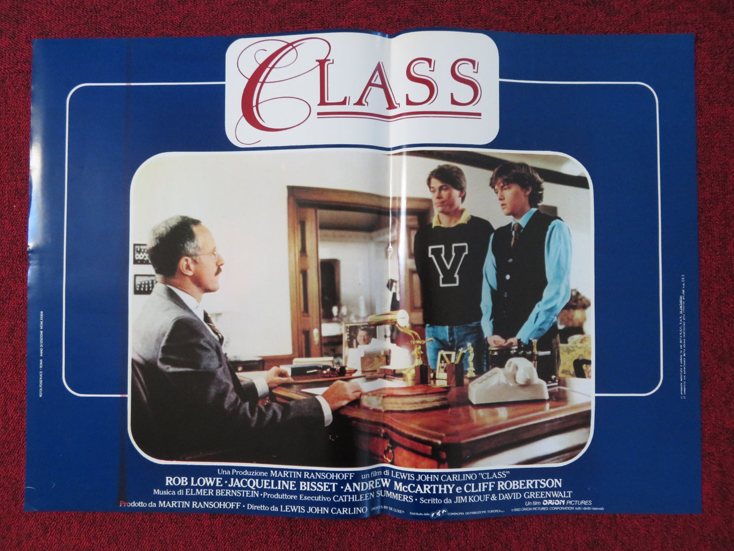 CLASS - B ITALIAN FOTOBUSTA POSTER ROB LOWE ANDREW MCCARTHY 1983