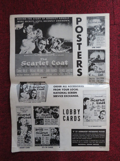 THE SCARLET COAT UNCUT M.G.M FOLDED PRESS BOOK CORNEL WILDE MICHAEL WILDING 1955