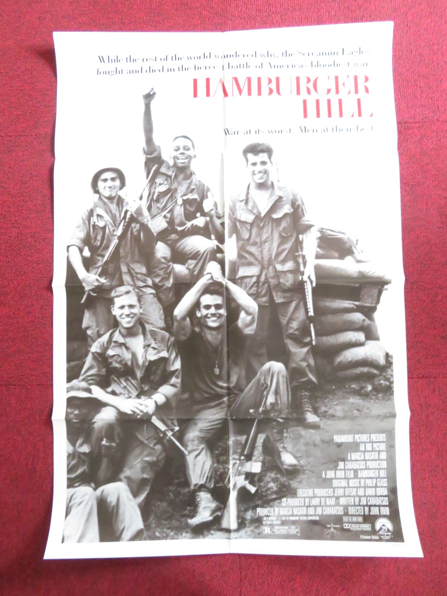 HAMBURGER HILL FOLDED US ONE SHEET POSTER DON CHEADLE ANTHONY BARRILE 1987