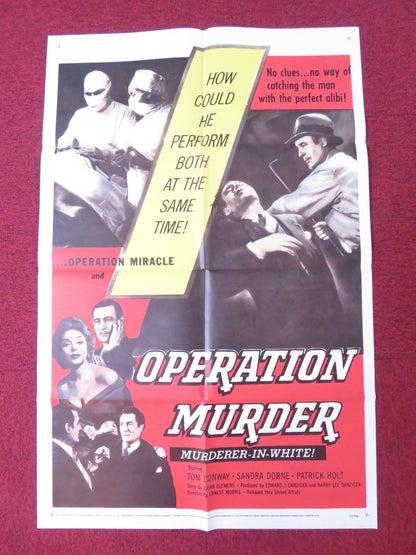 OPERATION MURDER FOLDED US ONE SHEET POSTER TOM CONWAY SANDRA DORNE 1957