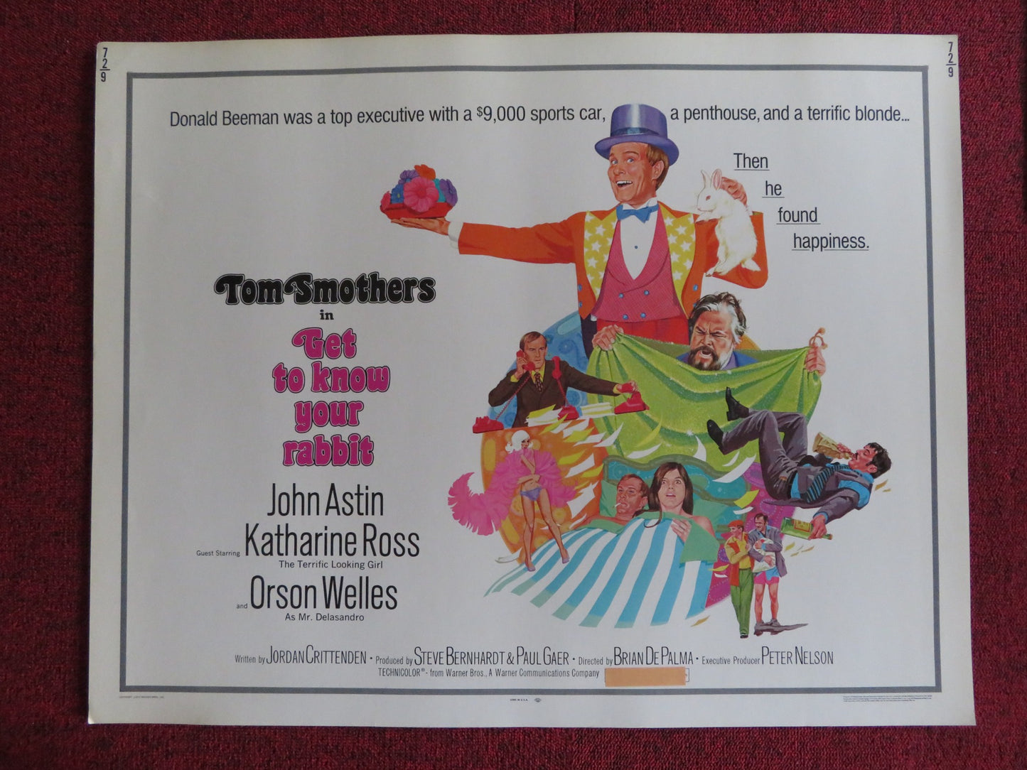 GET TO KNOW YOUR RABBIT US HALF SHEET (22"x 28") POSTER TOM SMOTHERS 1972