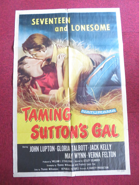 TAMING SUTTON'S GAL FOLDED US ONE SHEET POSTER JOHN LUPTON GLORIA TALBOTT 1957