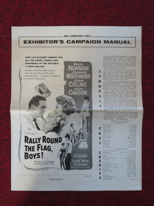 RALLY ROUND THE FLAG BOYS! UNCUT 20TH CENTURY FOX FOLDED PRESS BOOK NEWMAN 1958