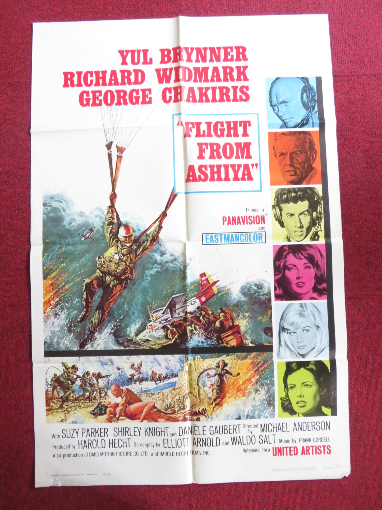 FLIGHT FROM ASHIYA FOLDED US ONE SHEET POSTER YUL BRYNER RICHARD WIDMARK 1964