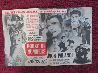 HOUSE OF NUMBERS UNCUT M.G.M FOLDED PRESS BOOK JACK PALANCE 1957