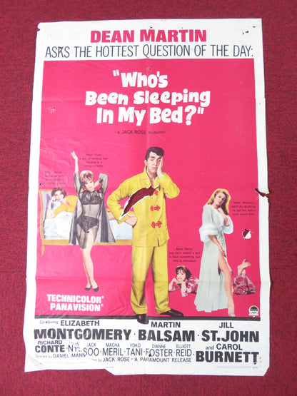 WHO'S BEEN SLEEPING IN MY BED? FOLDED US ONE SHEET POSTER DEAN MARTIN 1963