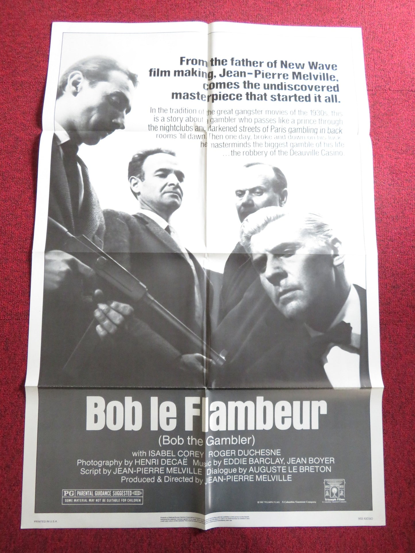 BOB LE FLAMBEUR / BOB THE GAMBLER FOLDED US ONE SHEET POSTER ISABEL COREY 1982