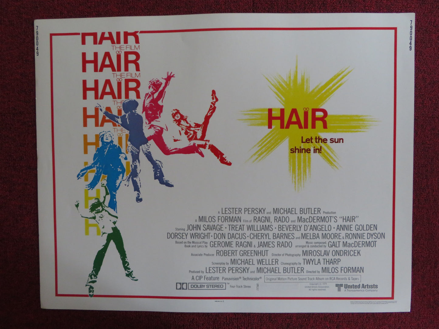 HAIR US HALF SHEET (22"x 28") POSTER JOHN SAVAGE TREAT WILLIAMS 1979