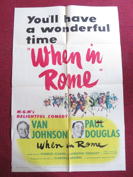 WHEN IN ROME FOLDED US ONE SHEET POSTER VAN JOHNSON PAUL DOUGLAS 1952