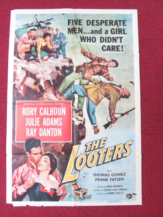 THE LOOTERS FOLDED US ONE SHEET POSTER RORY CALHOUN JULIE ADAMS 1955