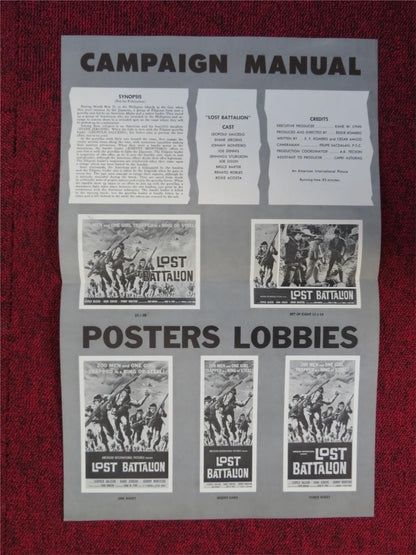 LOST BATTALION UNCUT FLYER LEOPOLD SALCEDO DIANE JERGENS 1960